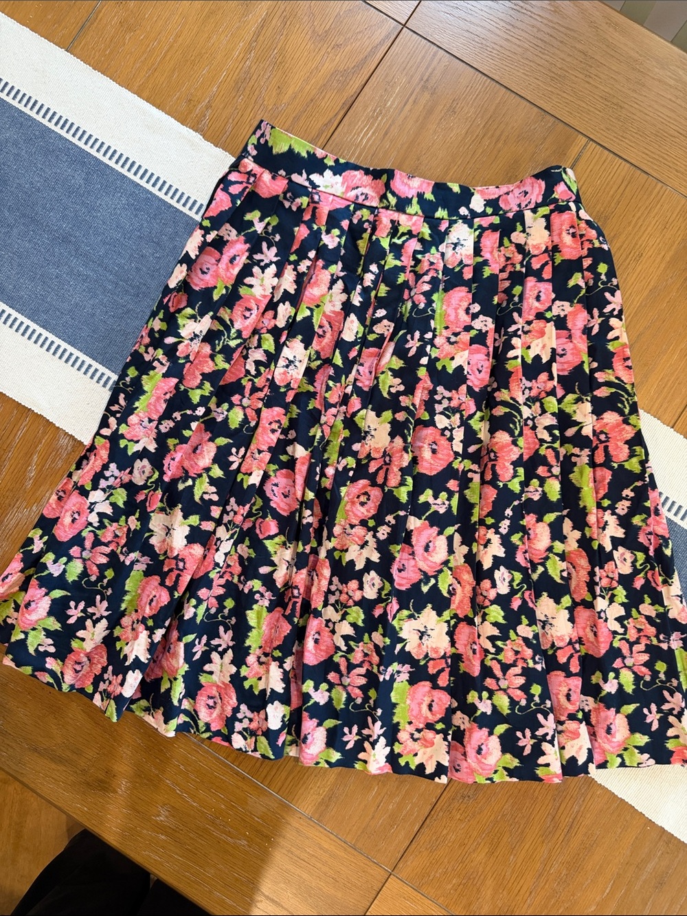 Brooks Brothers Navy Skirt with Pink Floral Print